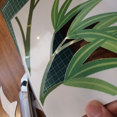 北口店用七夕笹作成中 2