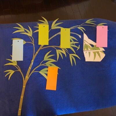 北口店用七夕笹作成中 3